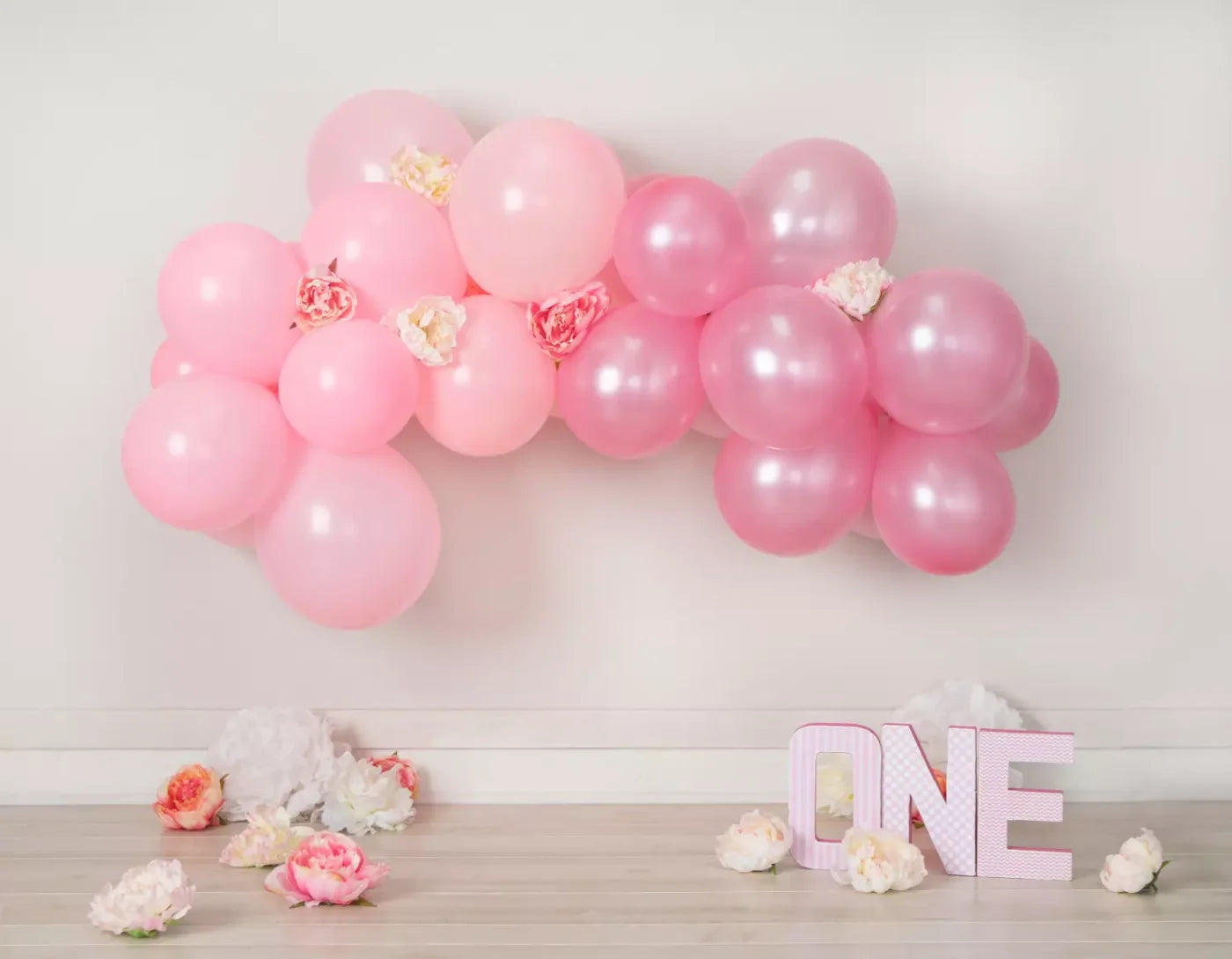 One Pink Birthday 8X6 Fleece ( 96 X 72 Inch ) Backdrop