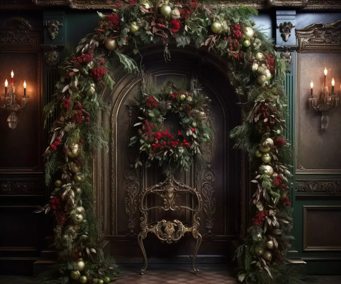 Ornate Christmas Arch 5’X4’2 Fleece (60 X 50 Inch) Backdrop