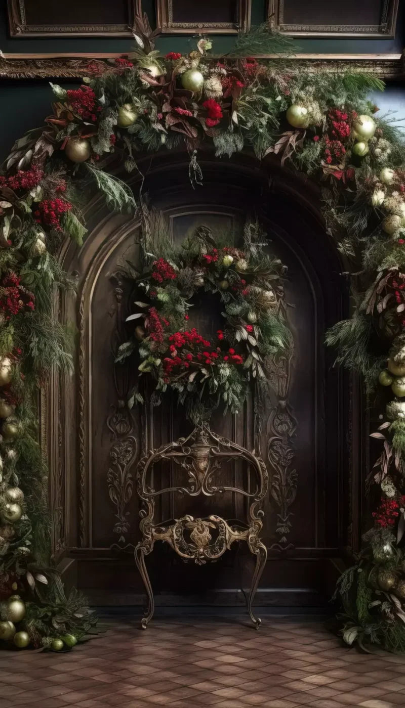 Ornate Christmas Arch 8’X14’ Ultracloth (96 X 168 Inch) Backdrop