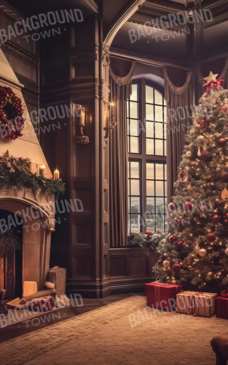 Ornate Christmas Livingroom 10’X16’ Ultracloth (120 X 192 Inch) Backdrop