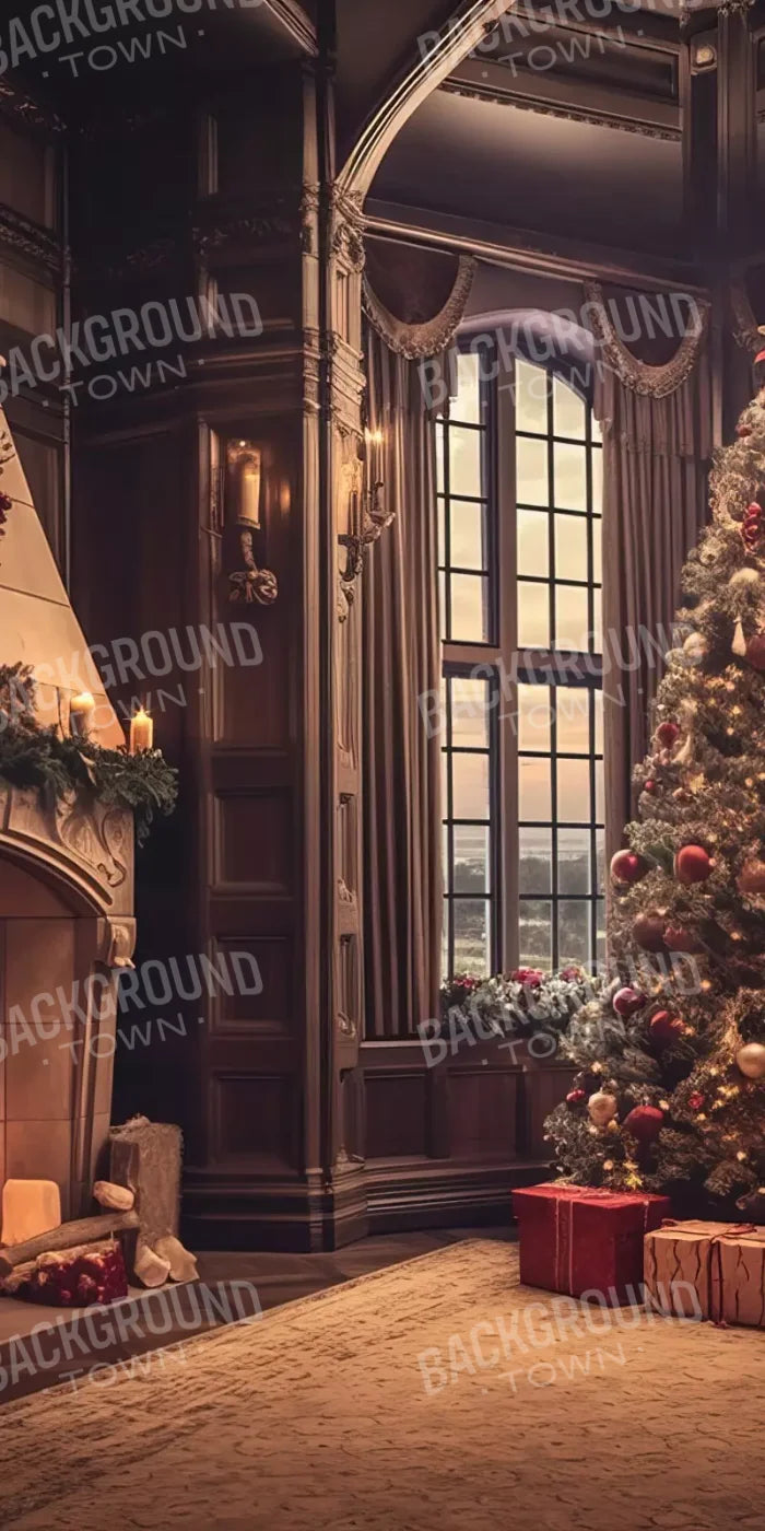 Ornate Christmas Livingroom 10’X20’ Ultracloth (120 X 240 Inch) Backdrop