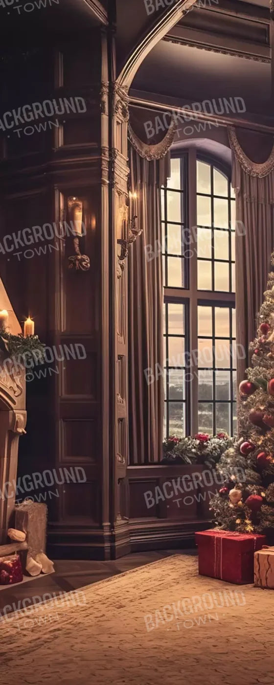 Ornate Christmas Livingroom 8’X20’ Ultracloth (96 X 240 Inch) Backdrop