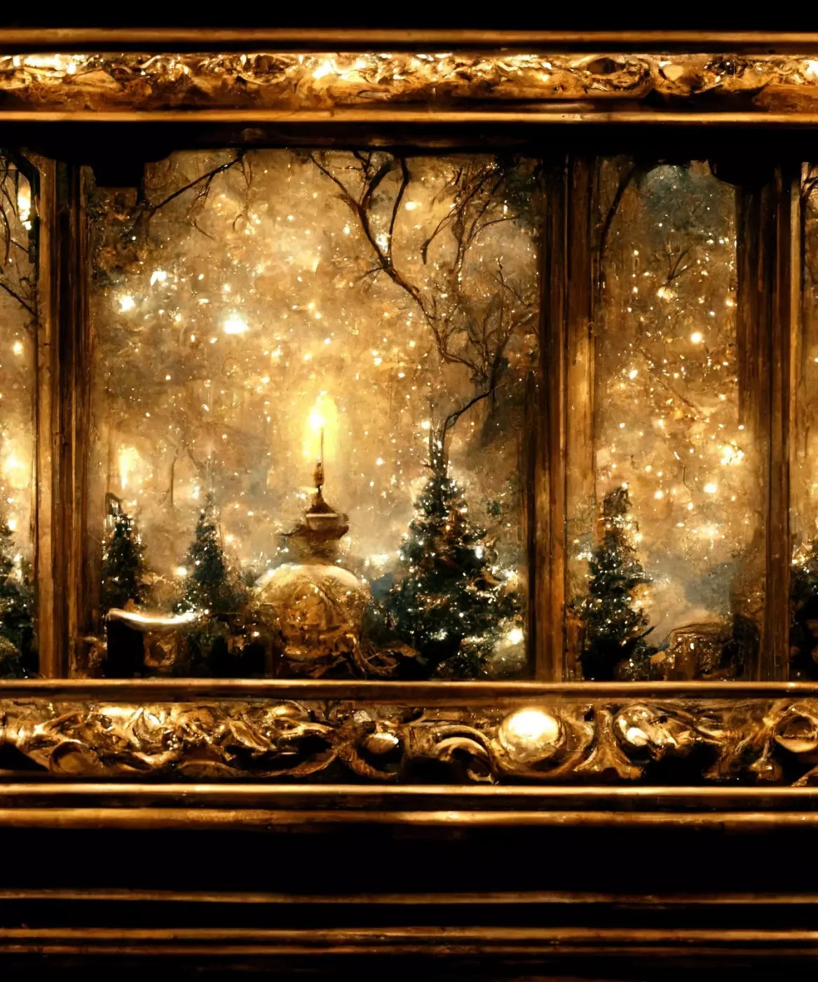 Ornate Holiday Windsill 10’X12’ Ultracloth (120 X 144 Inch) Backdrop