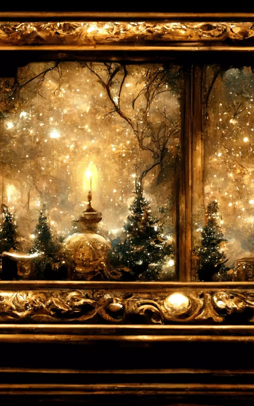 Ornate Holiday Windsill 10’X16’ Ultracloth (120 X 192 Inch) Backdrop