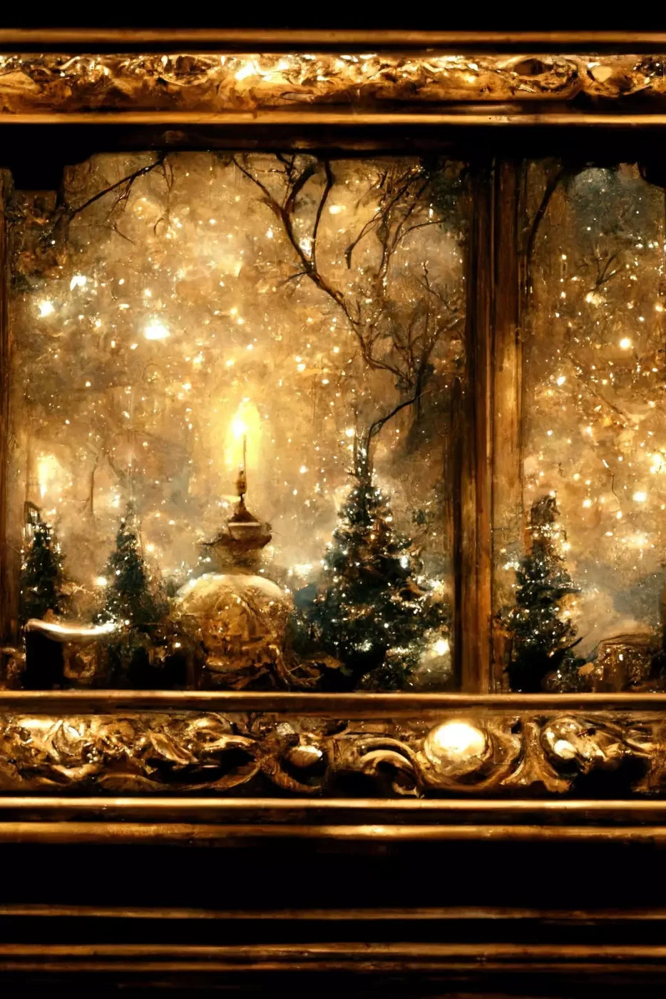 Ornate Holiday Windsill 8’X12’ Ultracloth (96 X 144 Inch) Backdrop