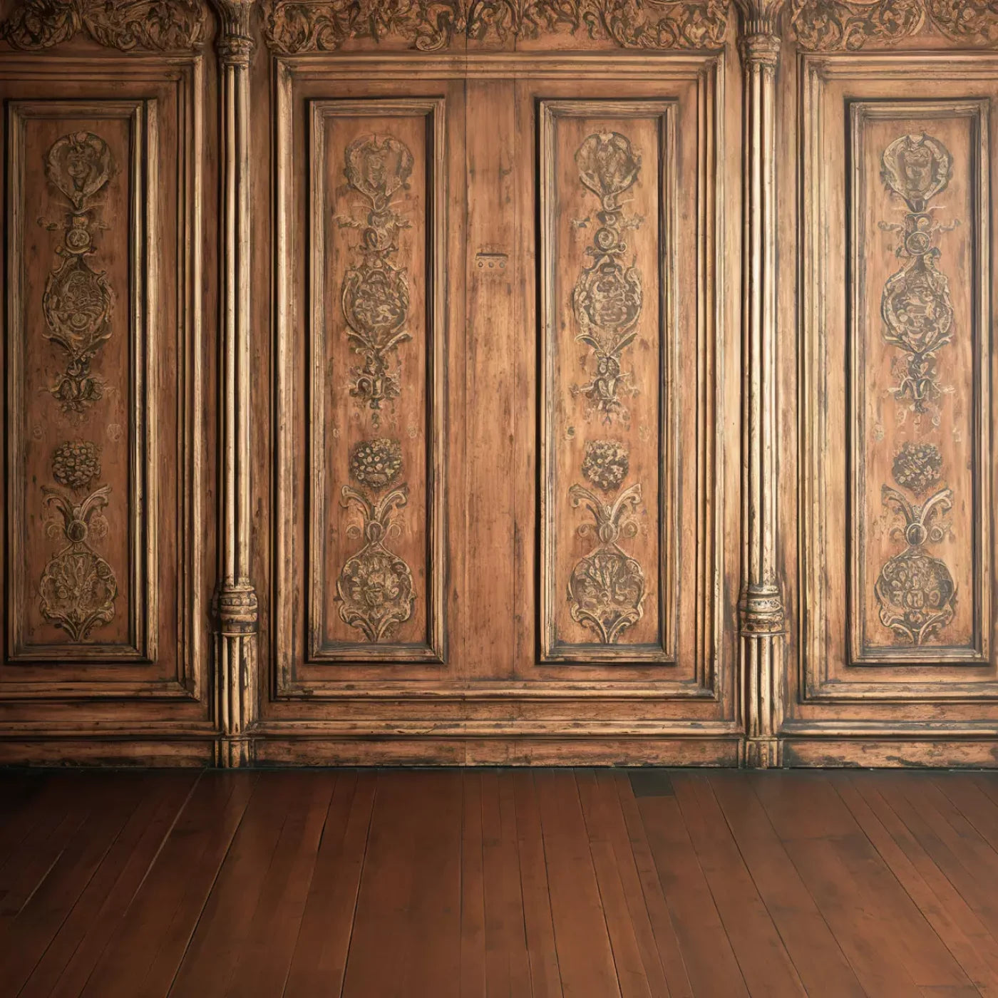 Ornate Wood Wall 10’X10’ Ultracloth (120 X Inch) Backdrop