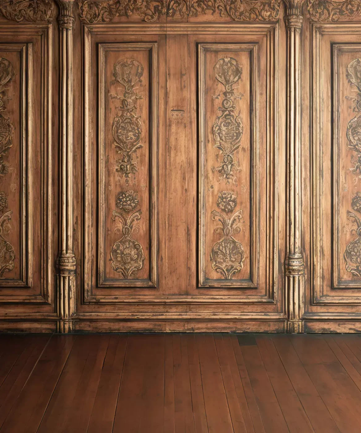 Ornate Wood Wall 10’X12’ Ultracloth (120 X 144 Inch) Backdrop