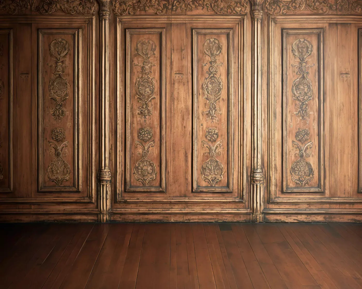 Ornate Wood Wall 10’X8’ Fleece (120 X 96 Inch) Backdrop