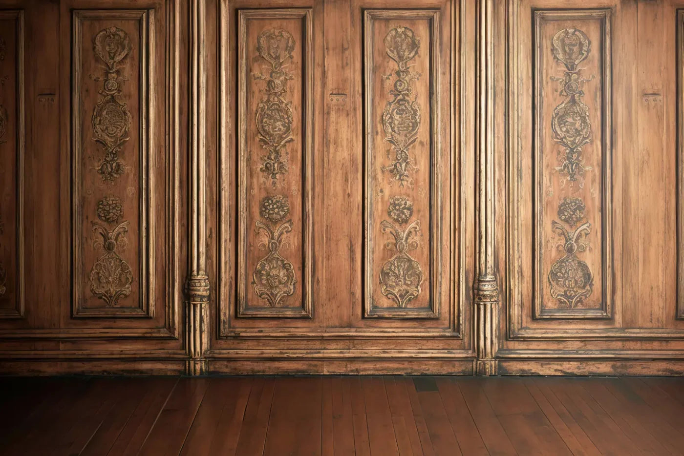 Ornate Wood Wall 12’X8’ Ultracloth (144 X 96 Inch) Backdrop
