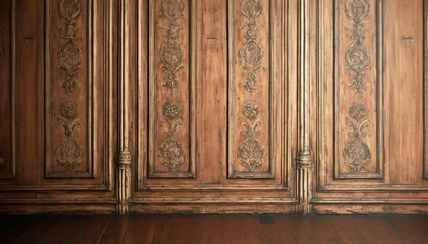 Ornate Wood Wall 14’X8’ Ultracloth (168 X 96 Inch) Backdrop
