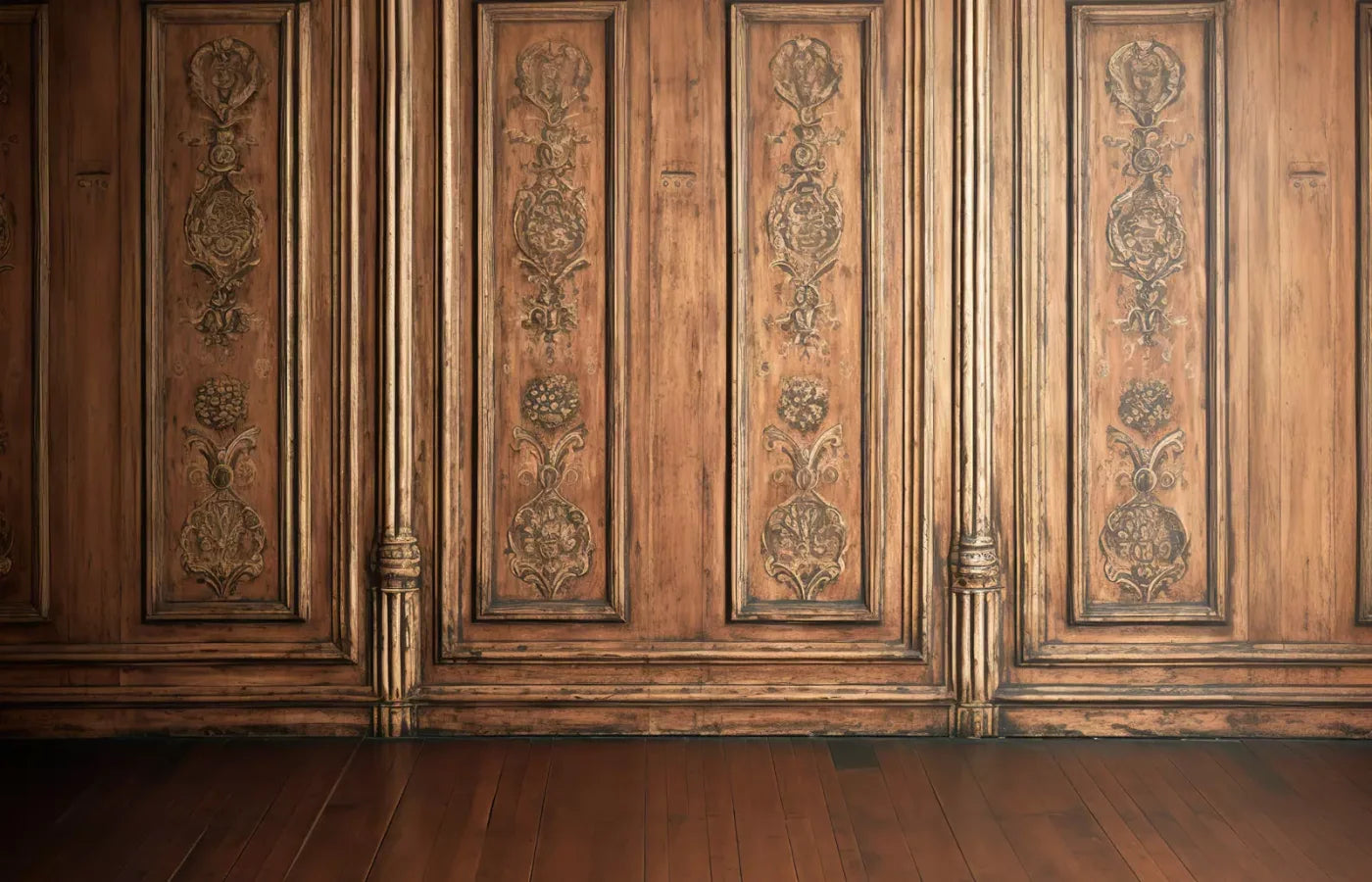 Ornate Wood Wall 14’X9’ Ultracloth (168 X 108 Inch) Backdrop