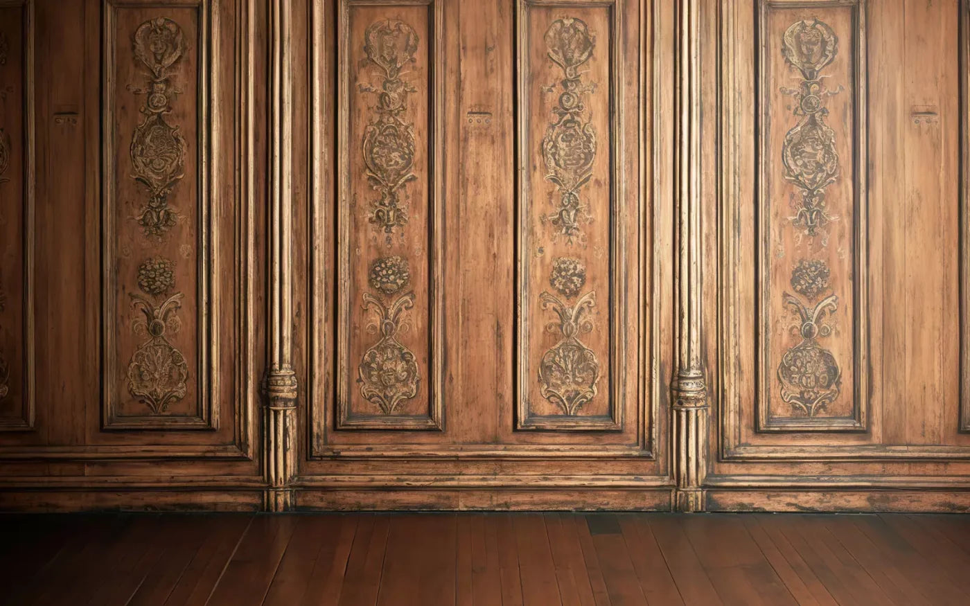 Ornate Wood Wall 16’X10’ Ultracloth (192 X 120 Inch) Backdrop