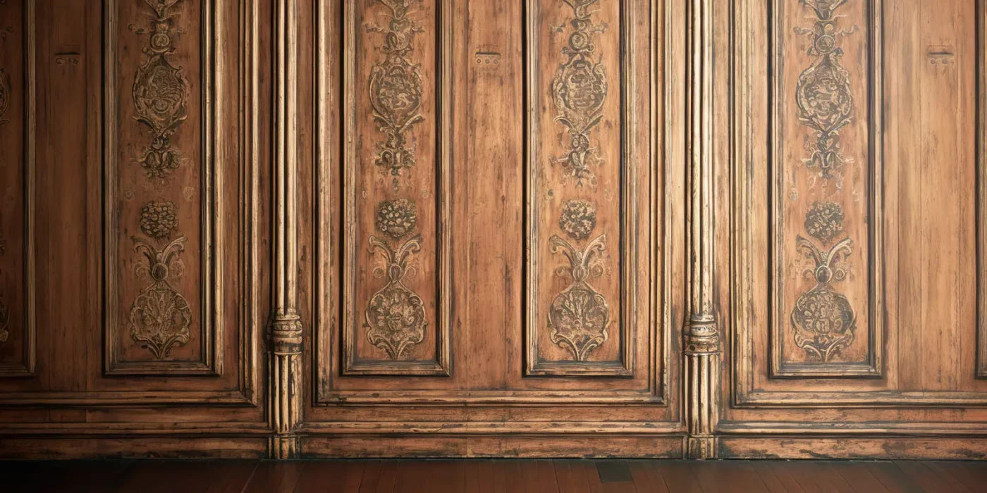 Ornate Wood Wall 16’X8’ Ultracloth (192 X 96 Inch) Backdrop