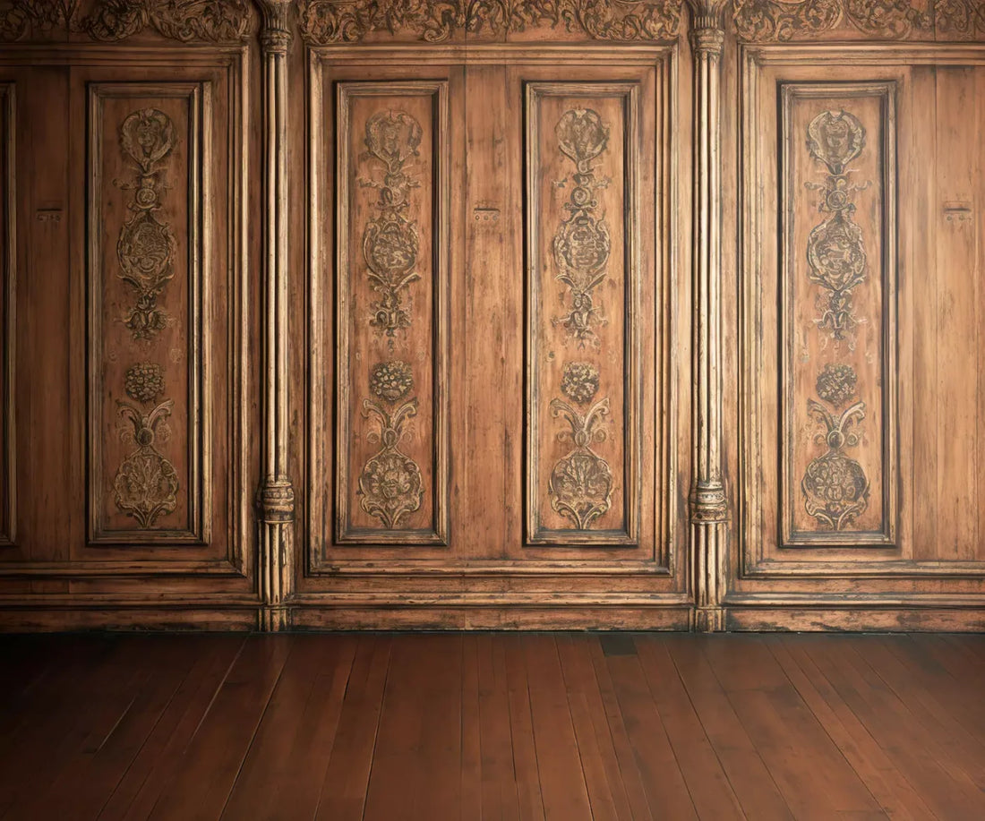 Ornate Wood Wall 5’X4’2 Fleece (60 X 50 Inch) Backdrop
