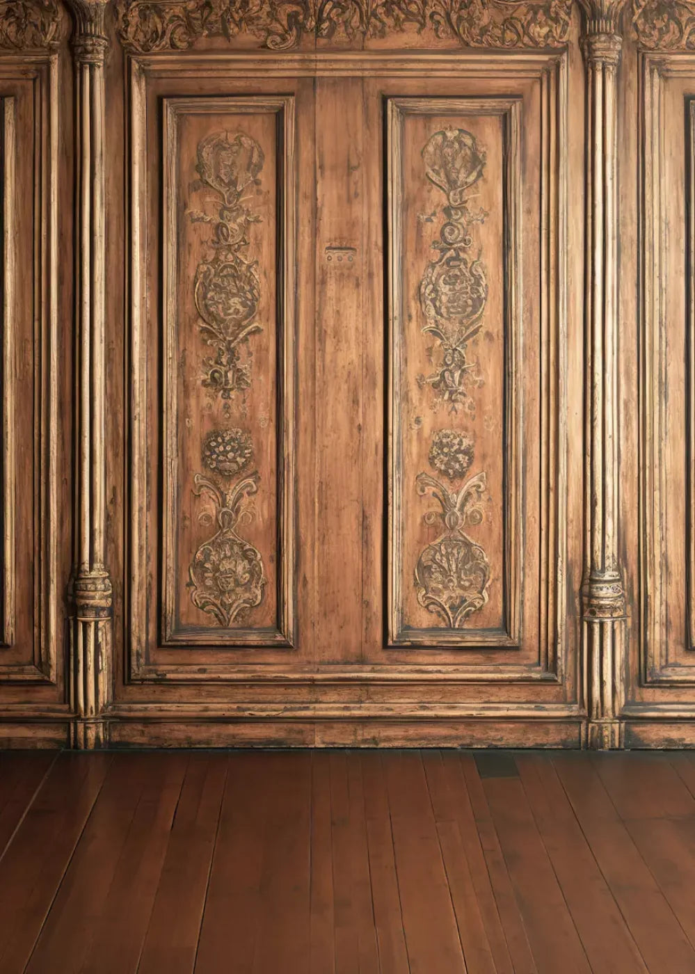 Ornate Wood Wall 5’X7’ Ultracloth (60 X 84 Inch) Backdrop