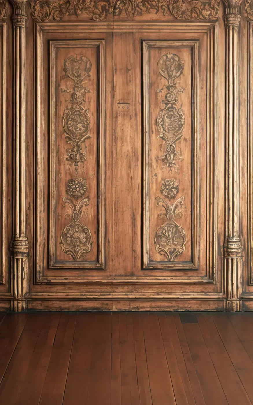 Ornate Wood Wall 5’X8’ Ultracloth (60 X 96 Inch) Backdrop