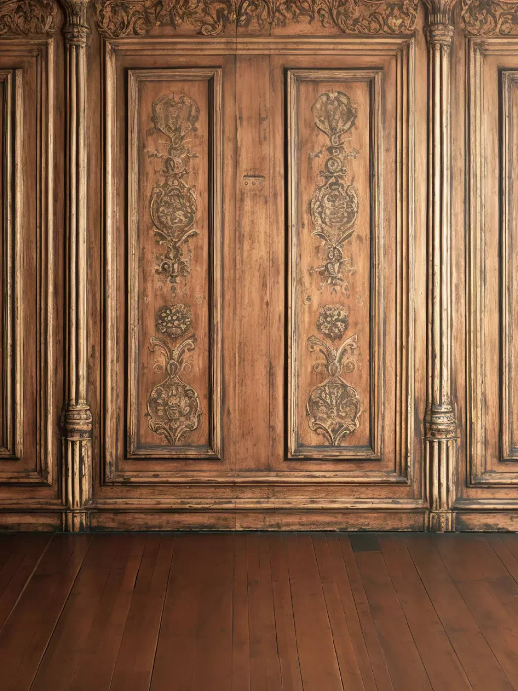 Ornate Wood Wall 6’X8’ Fleece (72 X 96 Inch) Backdrop
