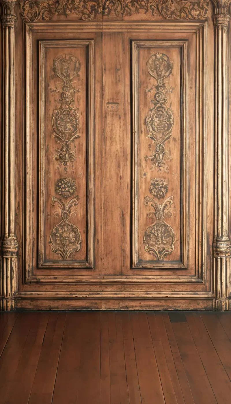 Ornate Wood Wall 8’X14’ Ultracloth (96 X 168 Inch) Backdrop