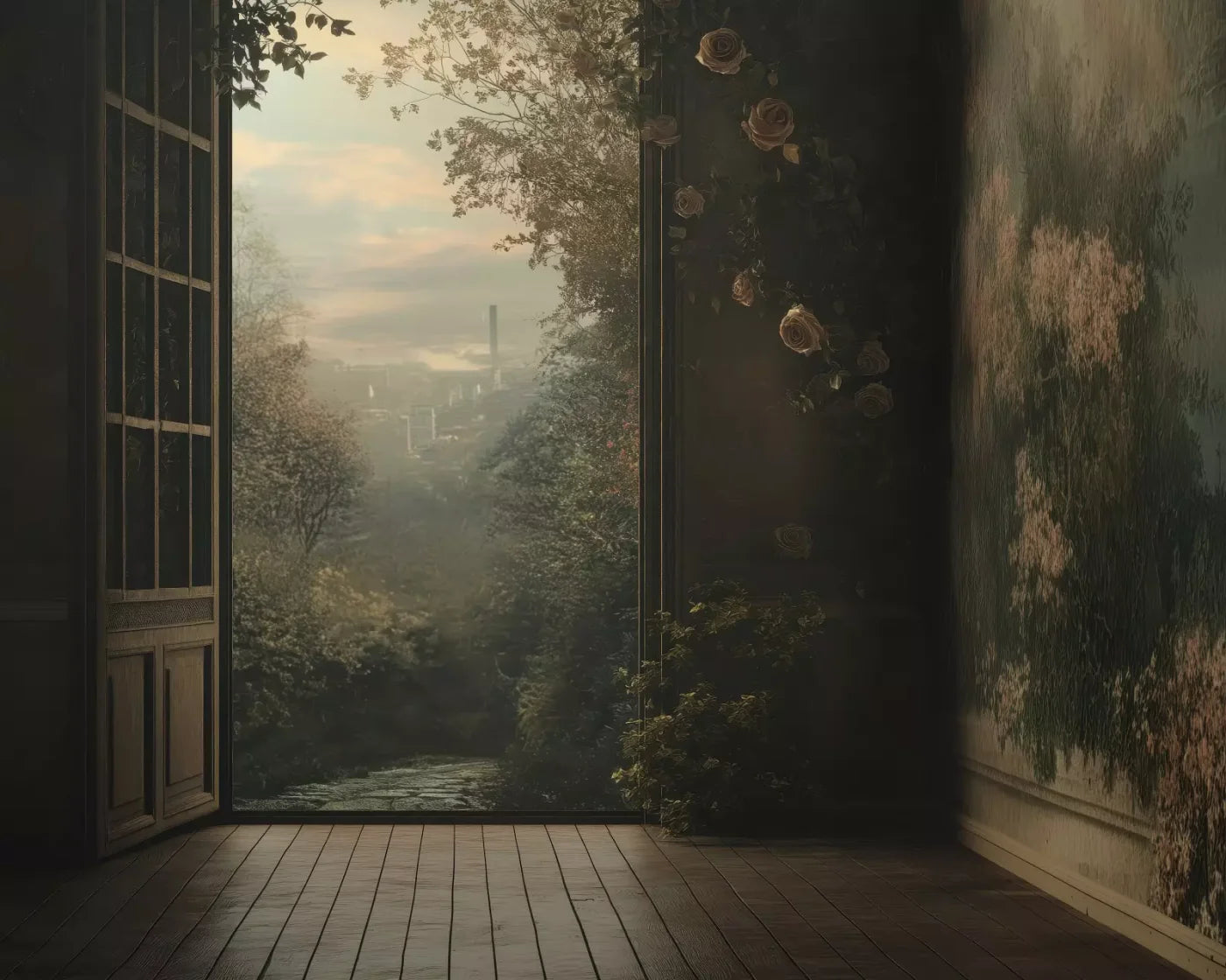 Overlooking Abandoned Garden 10’X8’ Fleece (120 X 96 Inch) Backdrop