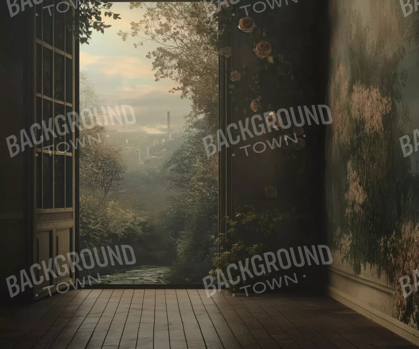 Overlooking Abandoned Garden 5’X4’2 Fleece (60 X 50 Inch) Backdrop