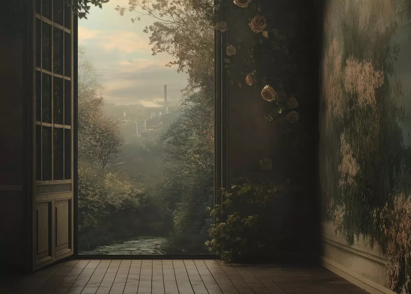 Overlooking Abandoned Garden 7’X5’ Ultracloth (84 X 60 Inch) Backdrop