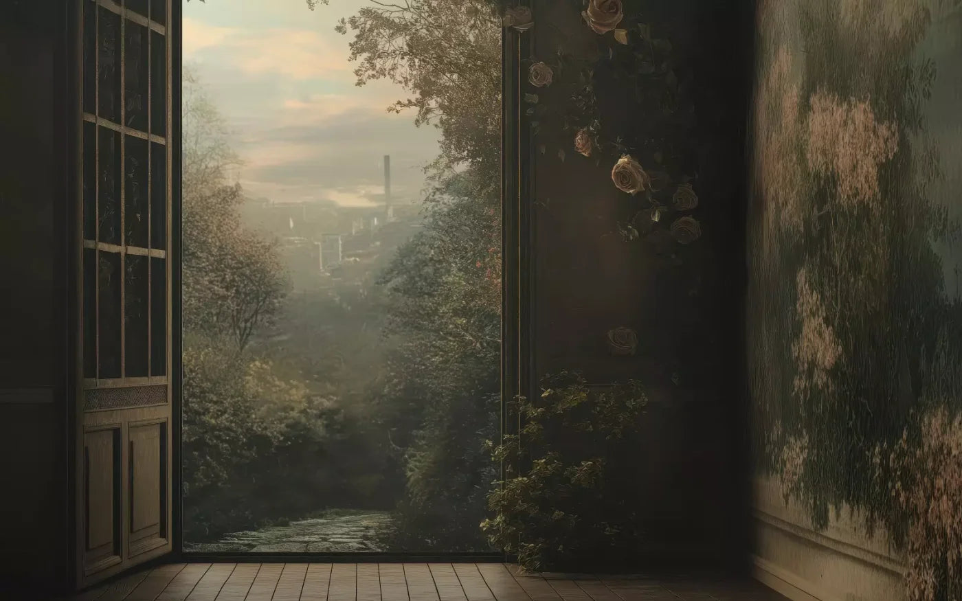 Overlooking Abandoned Garden 8’X5’ Ultracloth (96 X 60 Inch) Backdrop