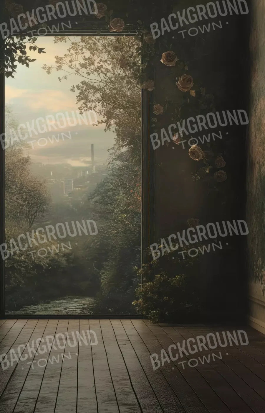 Overlooking Abandoned Garden 9’X14’ Ultracloth (108 X 168 Inch) Backdrop