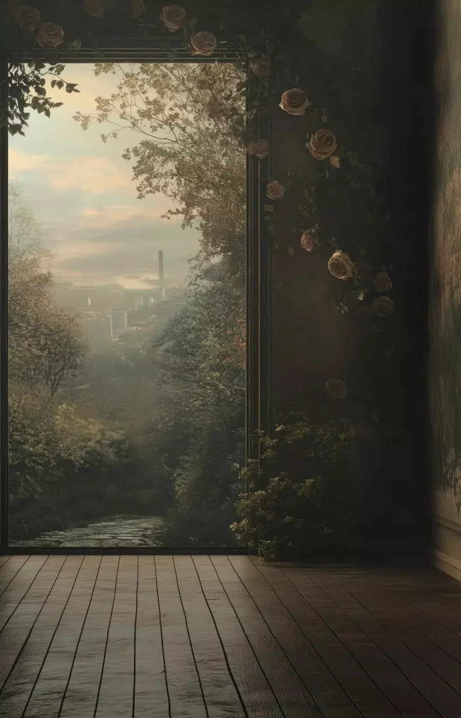 Overlooking Abandoned Garden 9’X14’ Ultracloth (108 X 168 Inch) Backdrop