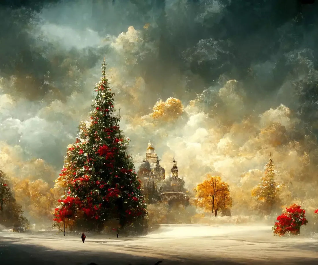 Painted Christmas Town 5’X4’2 Fleece (60 X 50 Inch) Backdrop