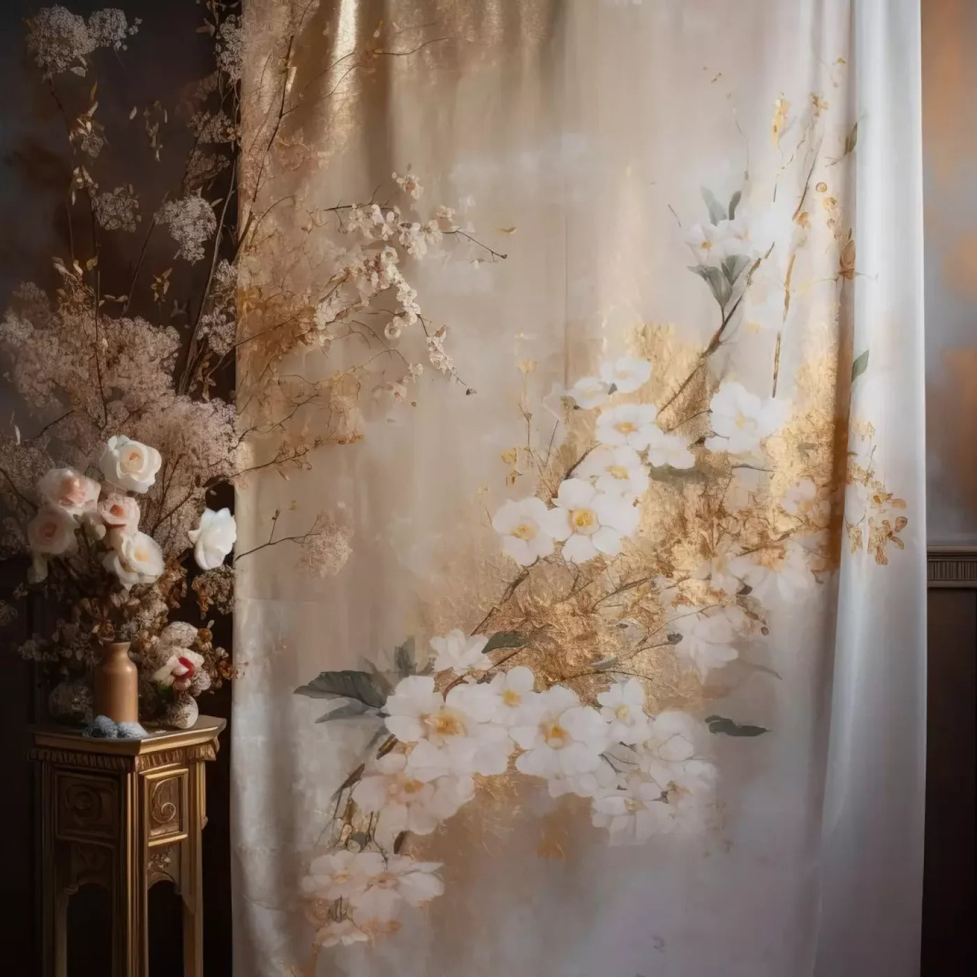 Painted White Flower Portrait 10’X10’ Ultracloth (120 X Inch) Backdrop