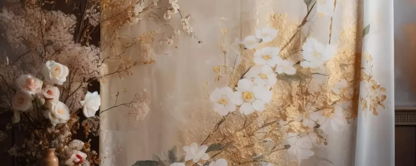 Painted White Flower Portrait 20’X8’ Ultracloth (240 X 96 Inch) Backdrop