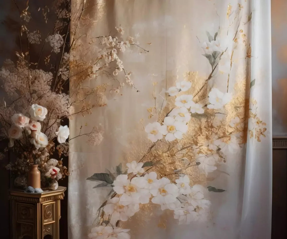 Painted White Flower Portrait 5’X4’2 Fleece (60 X 50 Inch) Backdrop