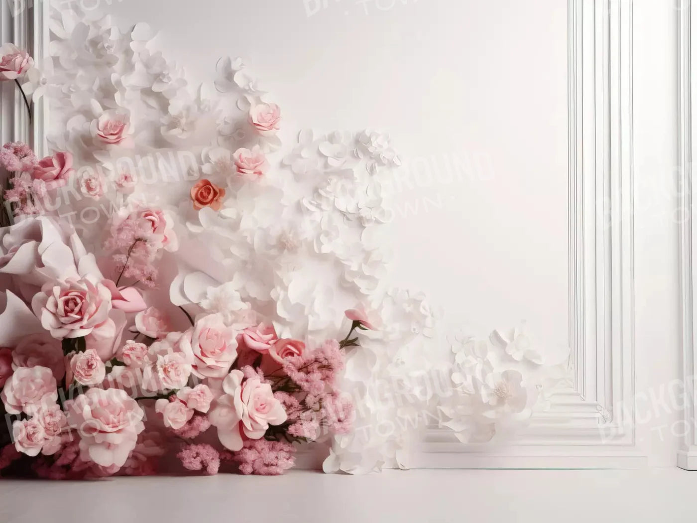 Paper Flower Wall 10X8 Fleece ( 120 X 96 Inch ) Backdrop