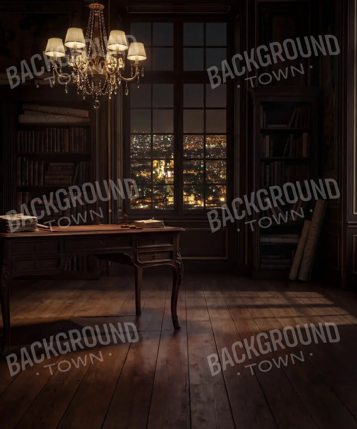 Paris Office At Night 10’x12’ UltraCloth (120 x 144 inch) Backdrop
