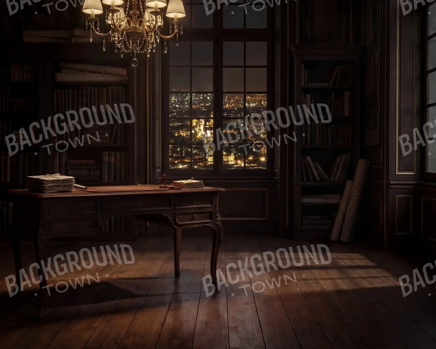 Paris Office At Night 10’x8’ Fleece (120 x 96 inch) Backdrop