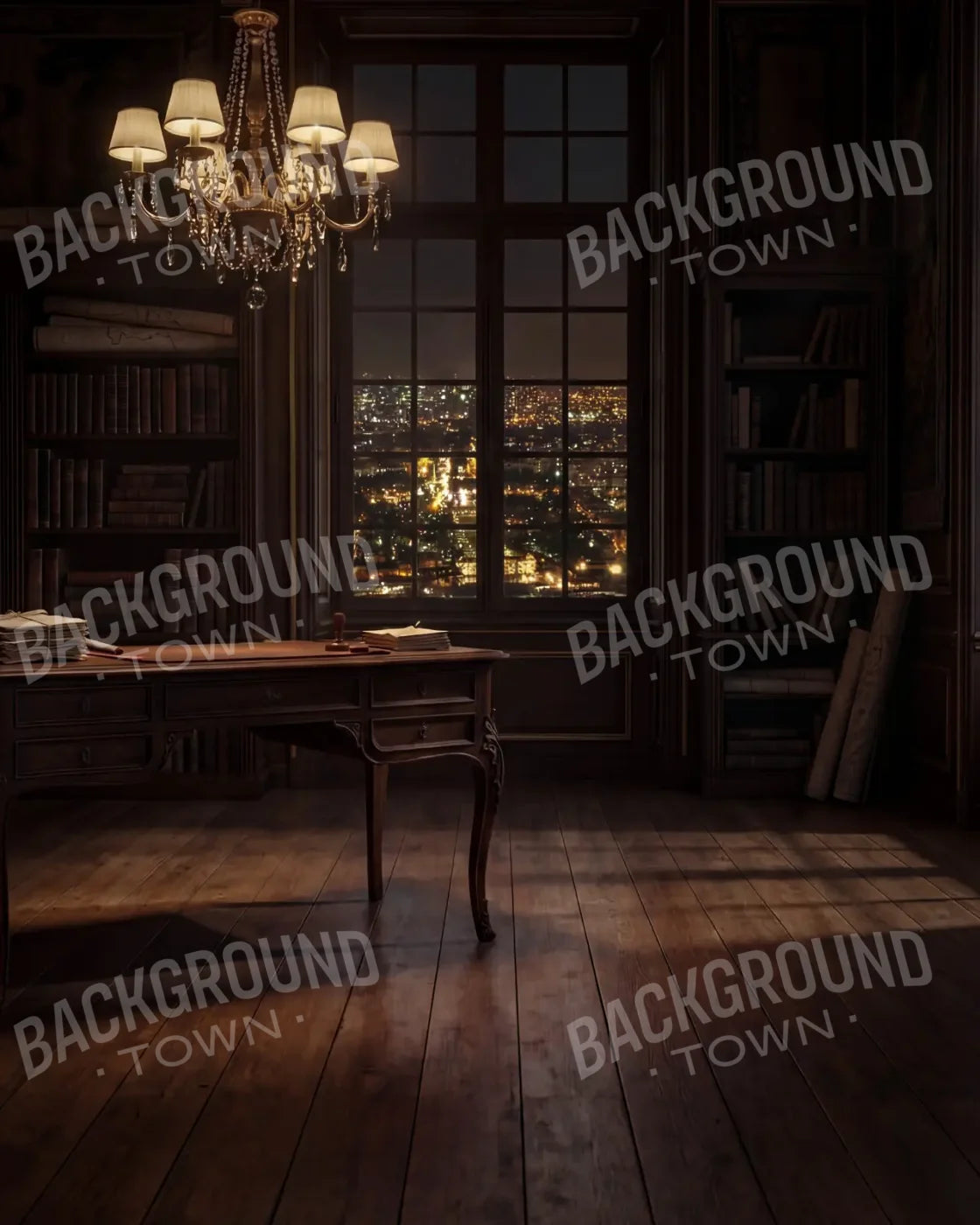 Paris Office At Night 8’x10’ Fleece (96 x 120 inch) Backdrop