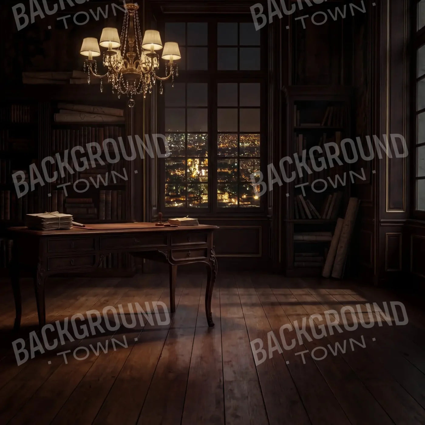 Paris Office At Night 8’x8’ Fleece (96 x 96 inch) Backdrop