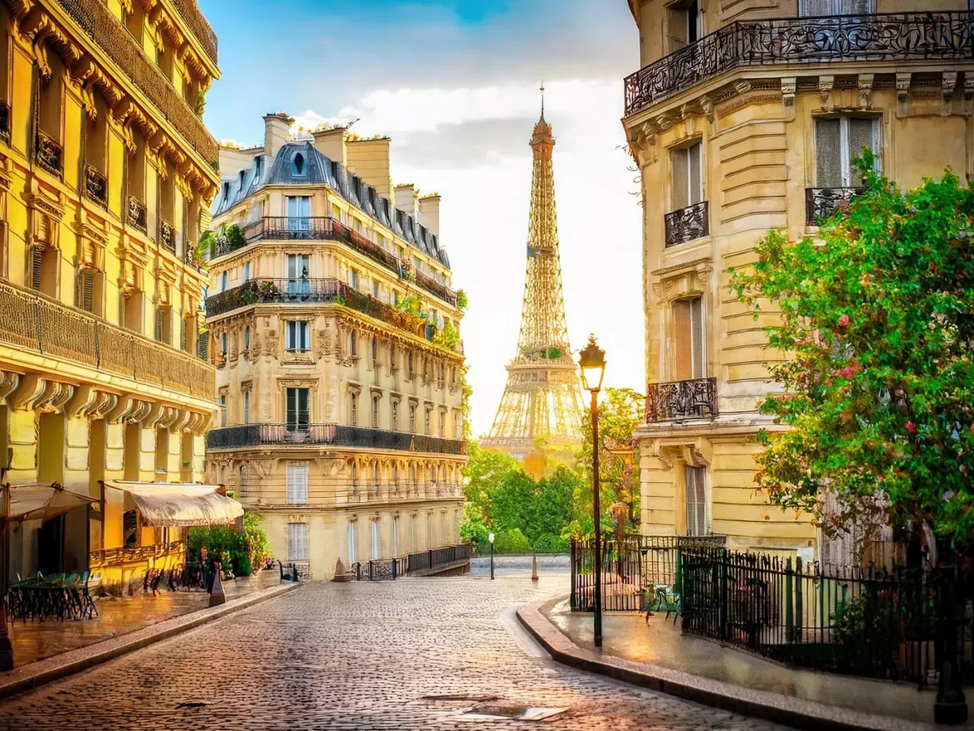 Paris Street Corner 6’8x5’ Fleece (80 x 60 inch) Backdrop