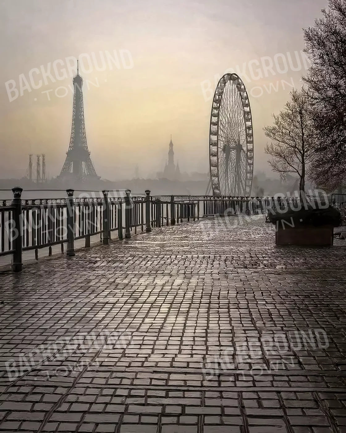 Evening View in Paris 8’x10’ Fleece (96 x 120 inch) Backdrop