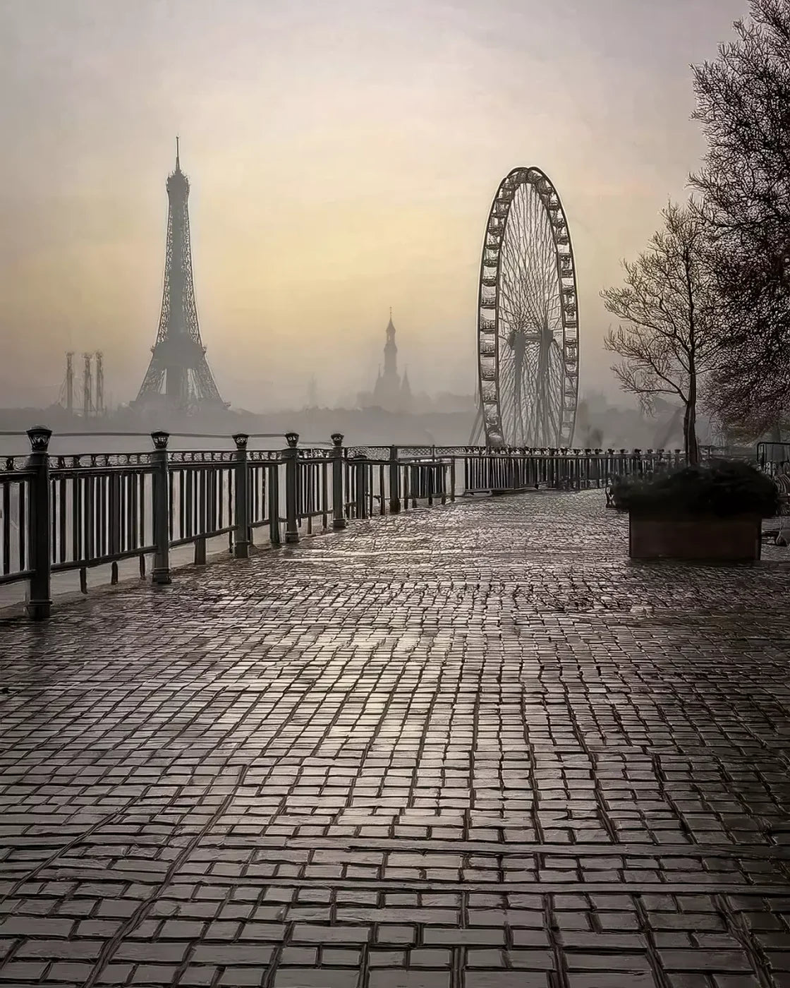 Evening View in Paris 8’x10’ Fleece (96 x 120 inch) Backdrop
