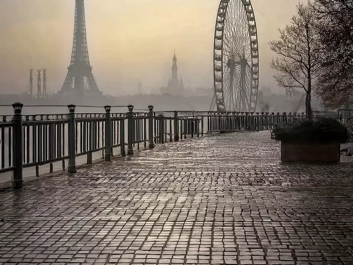 Evening View in Paris 6’8x5’ Fleece (80 x 60 inch) Backdrop