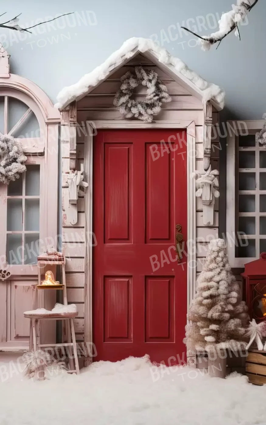 Pastel Christmas Door I 5’X8’ Ultracloth (60 X 96 Inch) Backdrop