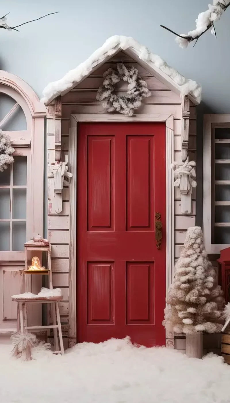Pastel Christmas Door I 8’X14’ Ultracloth (96 X 168 Inch) Backdrop