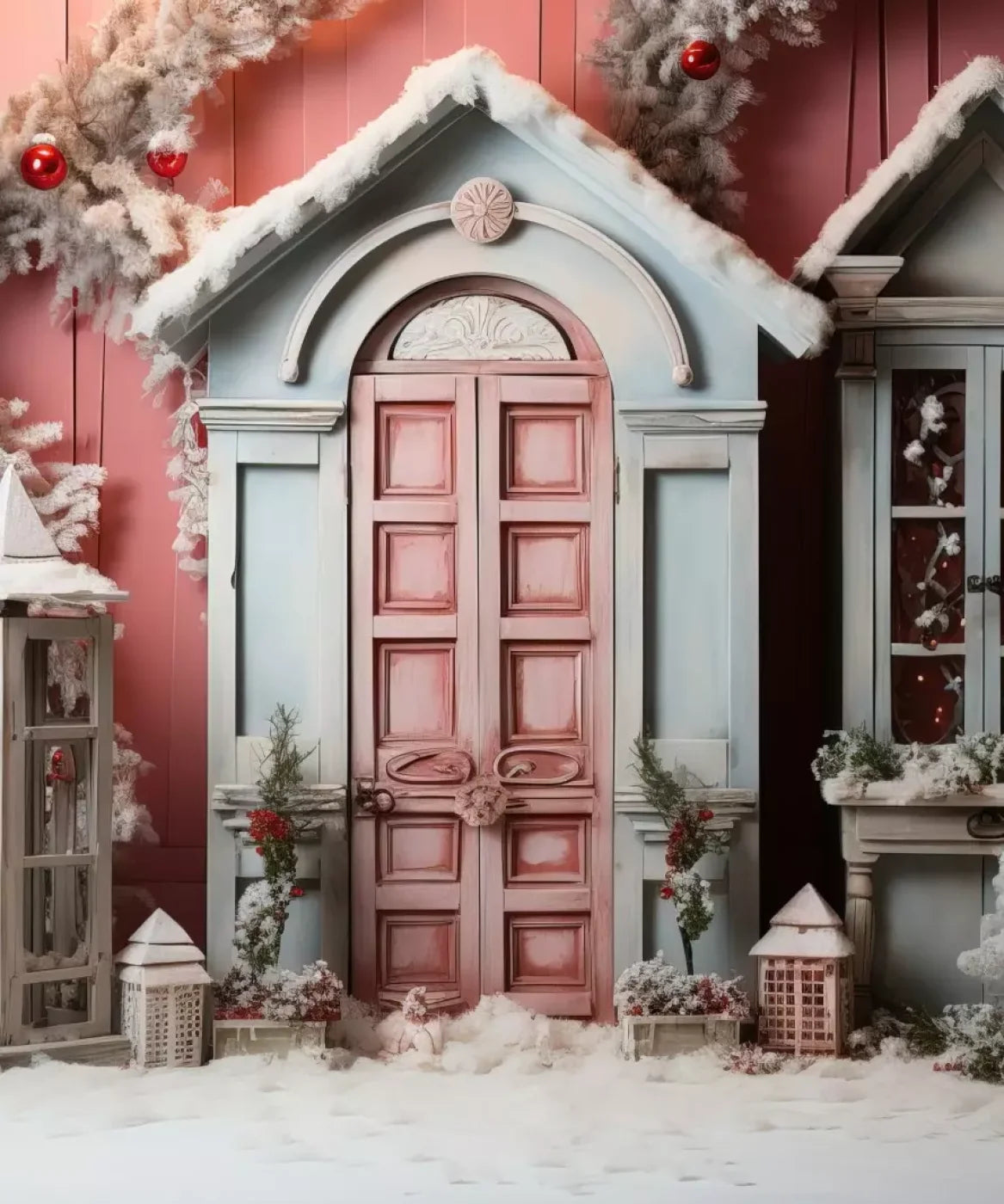 Pastel Christmas Door Ii 10’X12’ Ultracloth (120 X 144 Inch) Backdrop