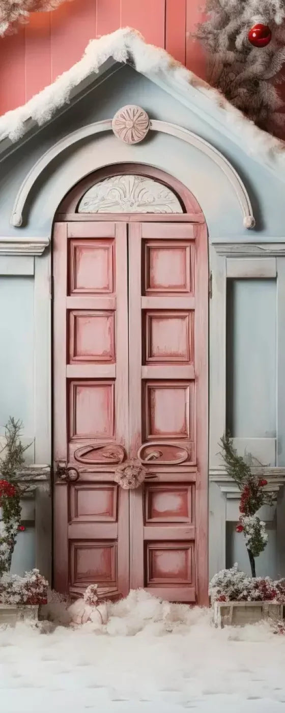 Pastel Christmas Door Ii 8’X20’ Ultracloth (96 X 240 Inch) Backdrop