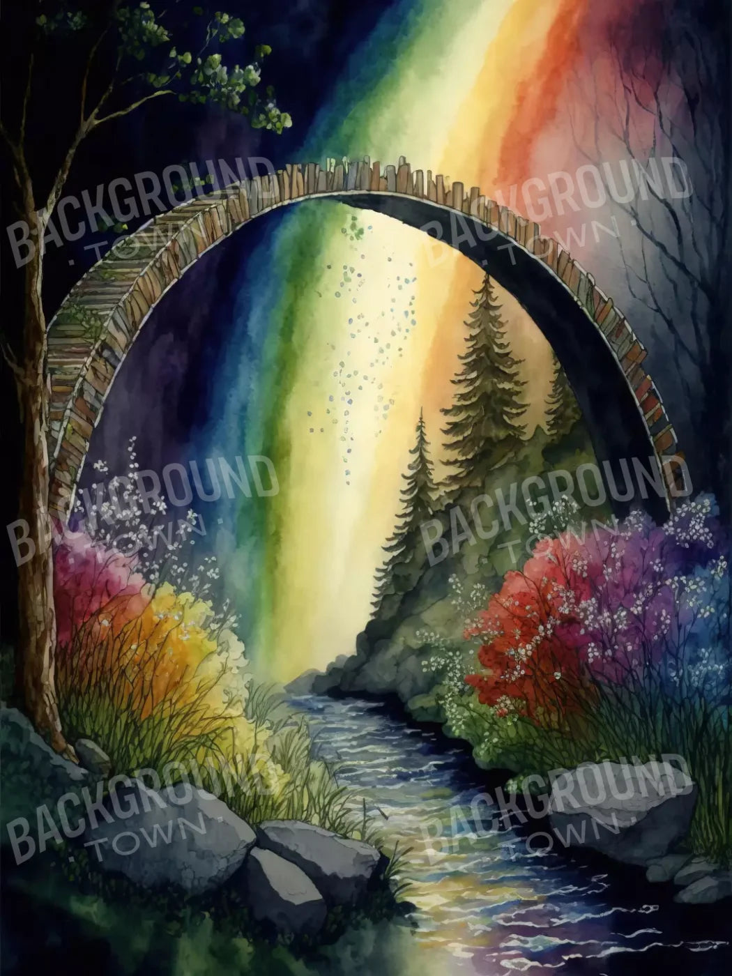 Pastel Floral Arch Dark 5’X7’ Ultracloth (60 X 84 Inch) Backdrop