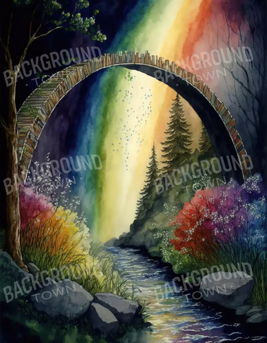 Pastel Floral Arch Dark 6’X8’ Fleece (72 X 96 Inch) Backdrop