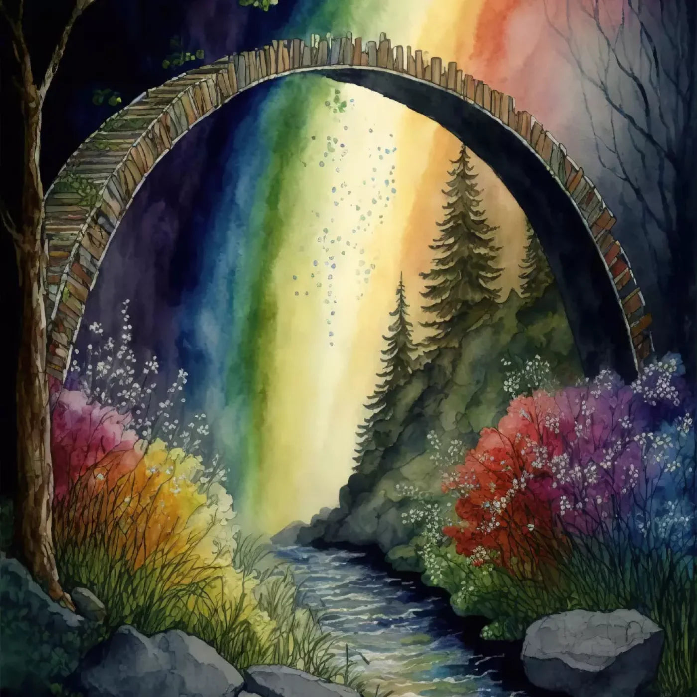 Pastel Floral Arch Dark 8’X8’ Fleece (96 X Inch) Backdrop