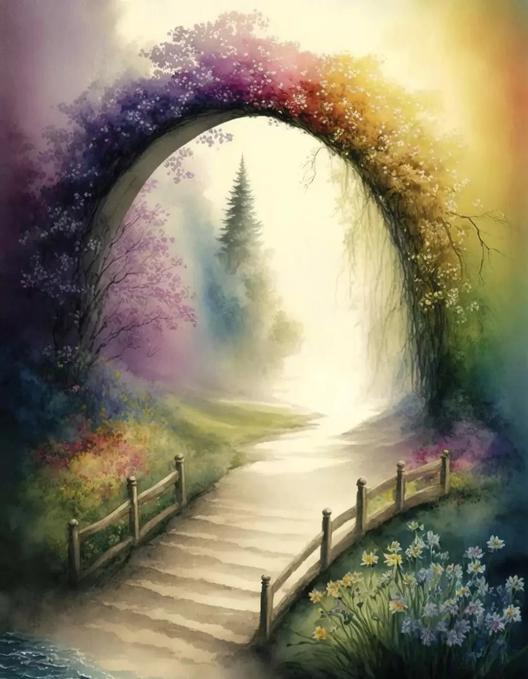 Pastel Floral Arch L 6X8 Fleece ( 72 X 96 Inch ) Backdrop