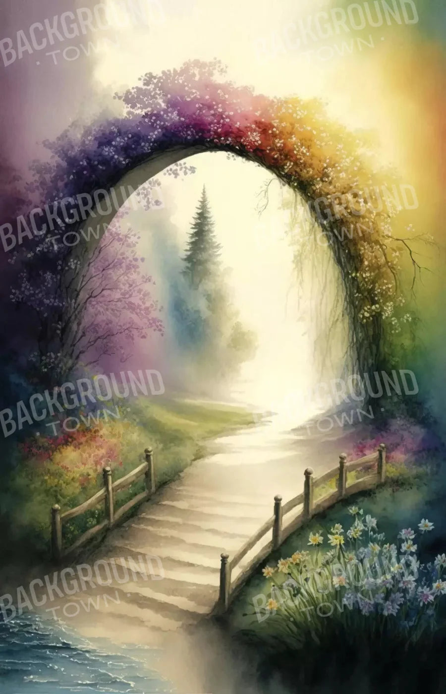 Pastel Floral Arch L 8X12 Ultracloth ( 96 X 144 Inch ) Backdrop